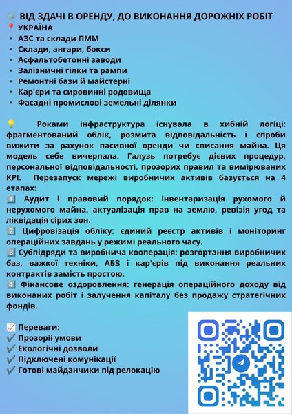 16.09.2026 ПАСТКА «ПАСИВНОЇ ОРЕНДИ»: ЧОМУ ДОРОЖНЯ ІНФРАСТРУКТУРА В САНАЦІЇ МАЄ ПРАЦЮВАТИ НА СУБПІДРЯДАХ, А НЕ ЙТИ З МОЛОТКА